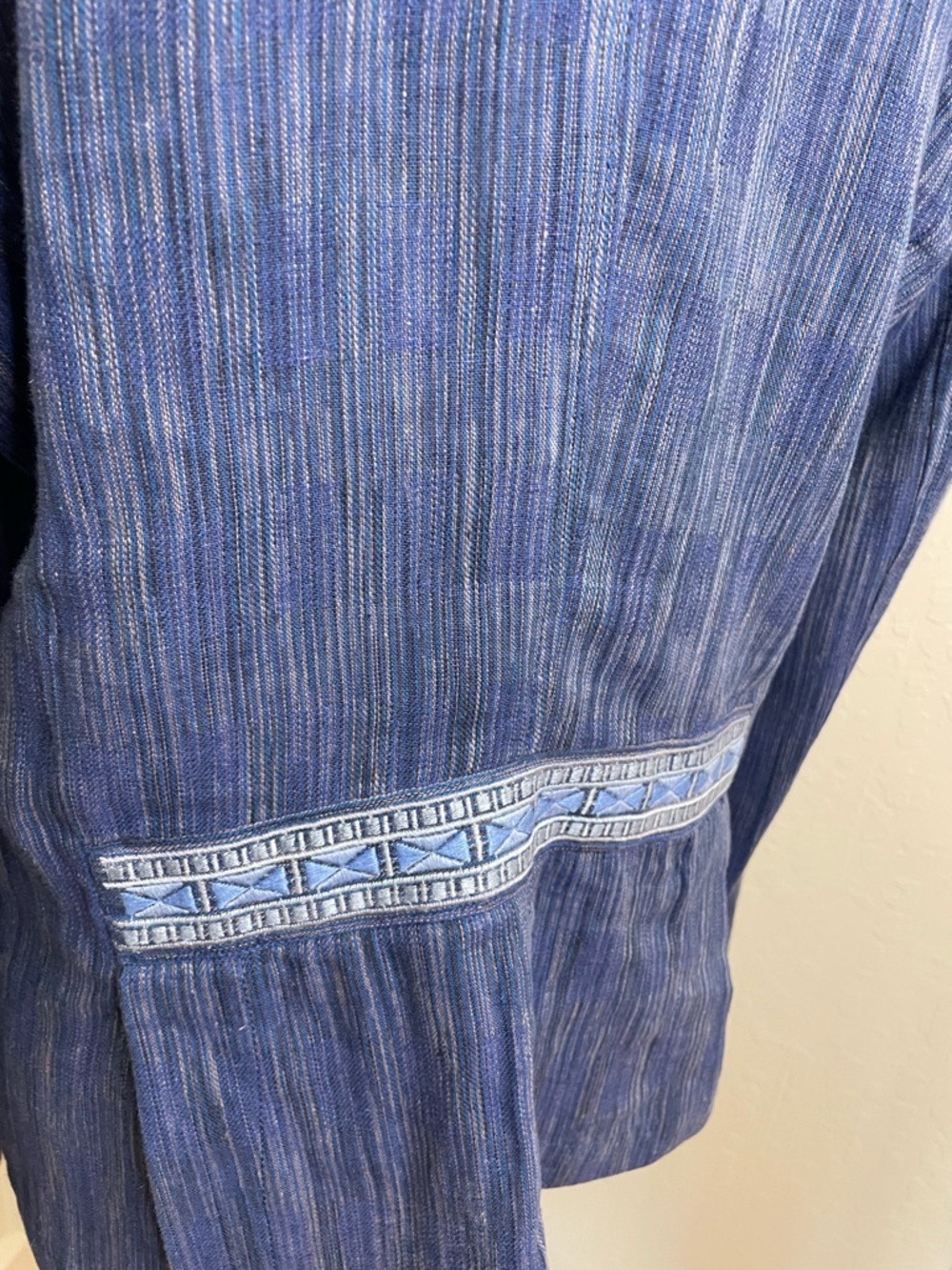 Cartonnier by  Anthropologie Size 12 Blazer In Blue.  Cotton/Linen blend Aztec. - Picture 6 of 15